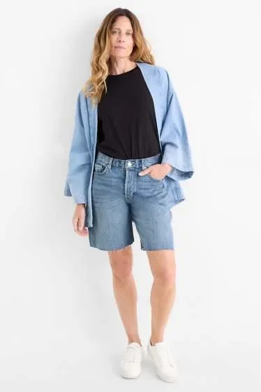 Denim shorts - mid-rise waist - LYCRA®