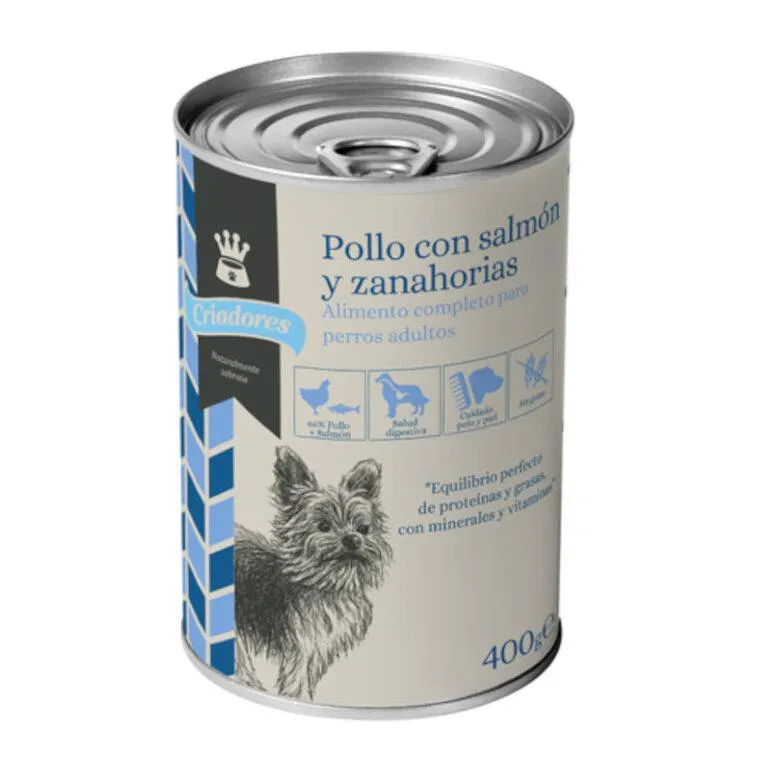 Criadores Adulto Frango e Salmão comida húmida para cães