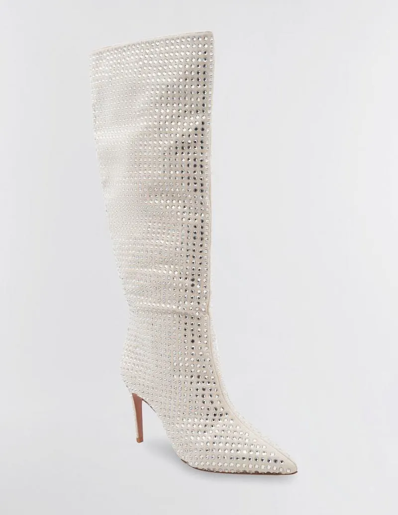 Botas BCBGMAXAZRIA Toni Embellished Crystal Vestidos Branco | LITKO-4596