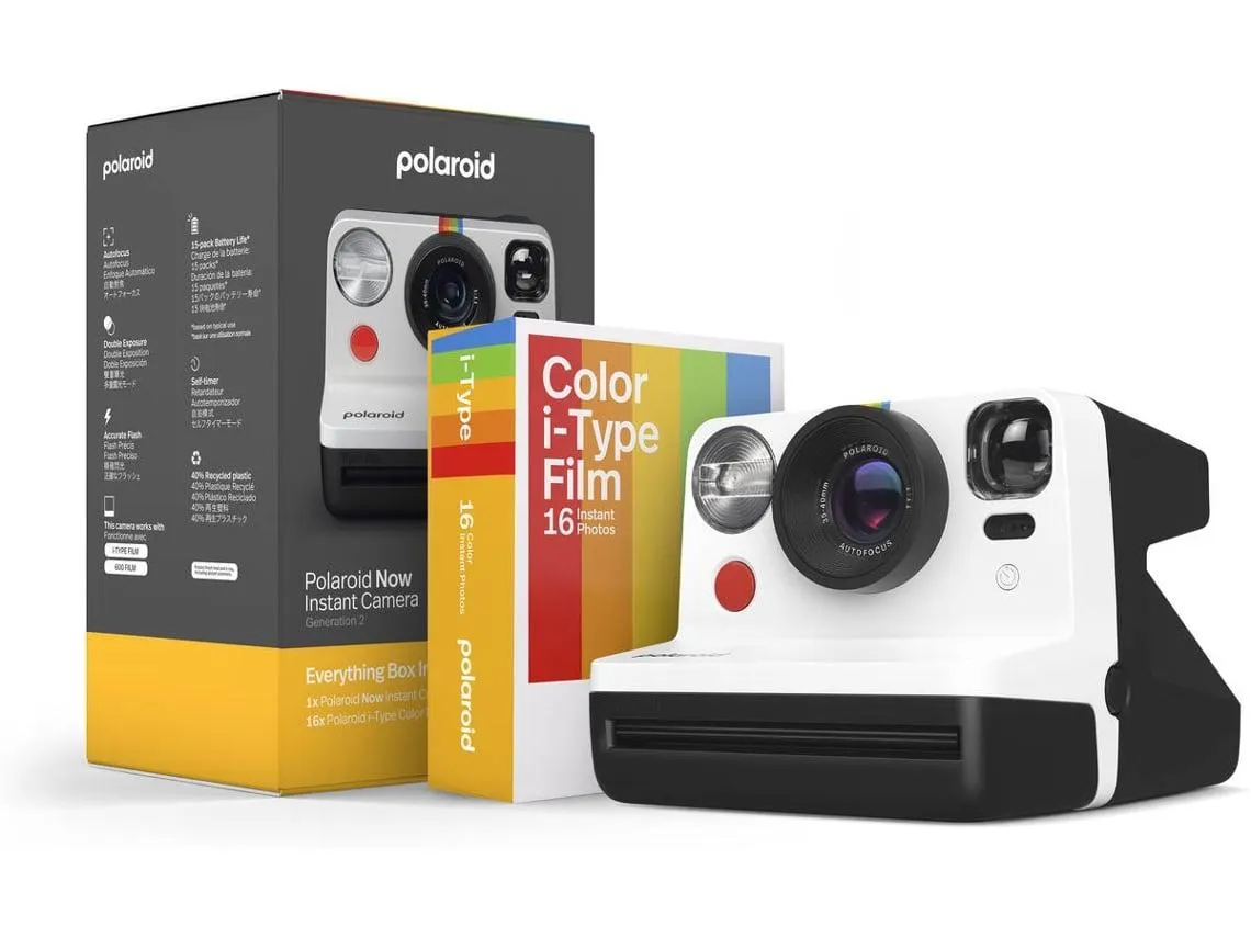 Kit Máquina Fotográfica Instantânea + Recarga POLAROID Eb Now 2ª Geração Branco