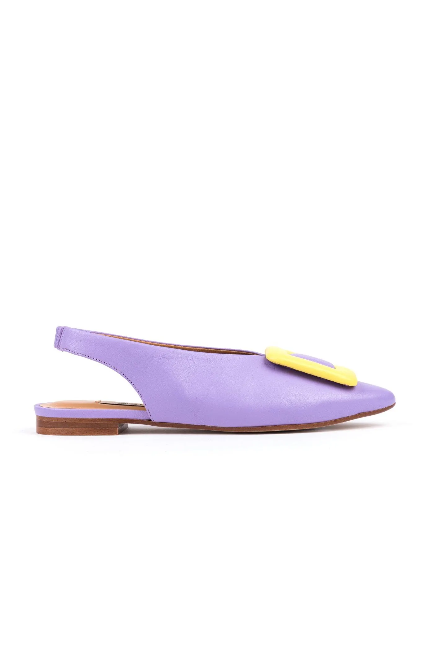 Slingbacks rasos com aplicação em pele