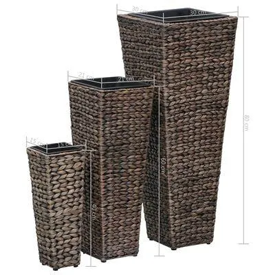 vidaXL Floreiras elevadas jardim 3 pcs jacinto de água castanho-escuro