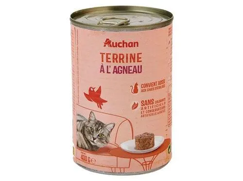 comida húmida para gato auchan terrina borrego 400g