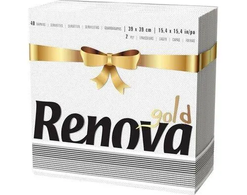 guardanapos de folha dupla renova gold branco pack 40 unidades