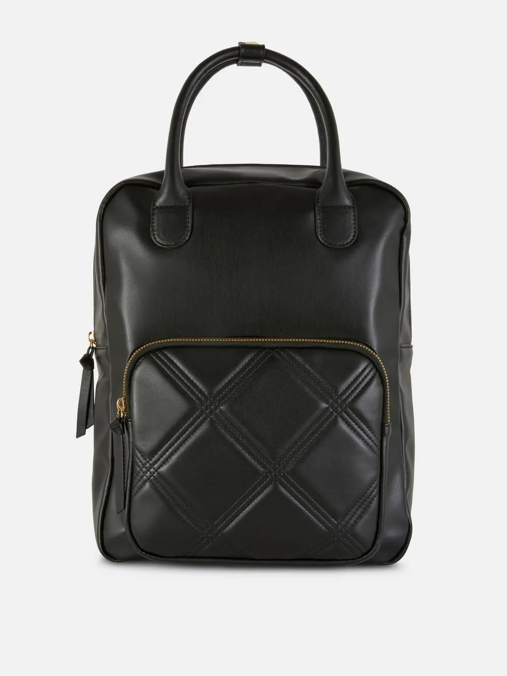 Leather-Look Top Handle Backpack