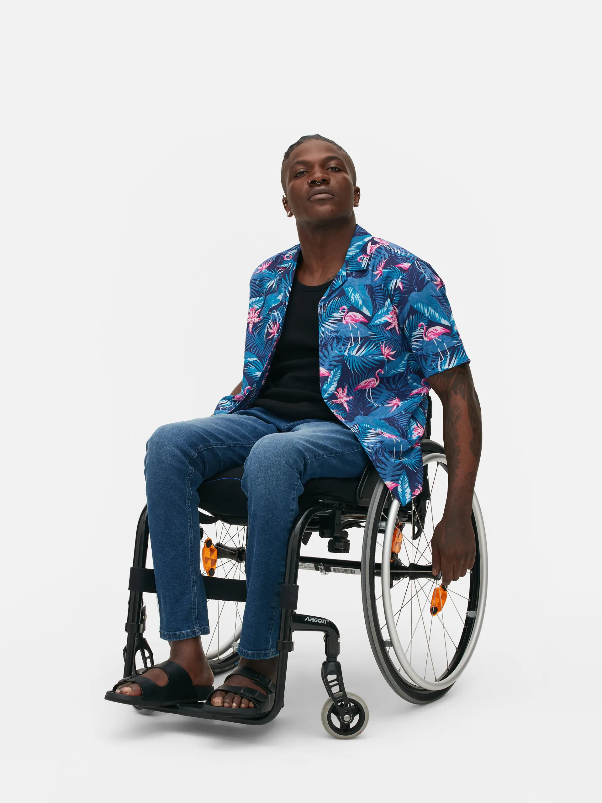 Chemise boutonnée à motif flamant rose