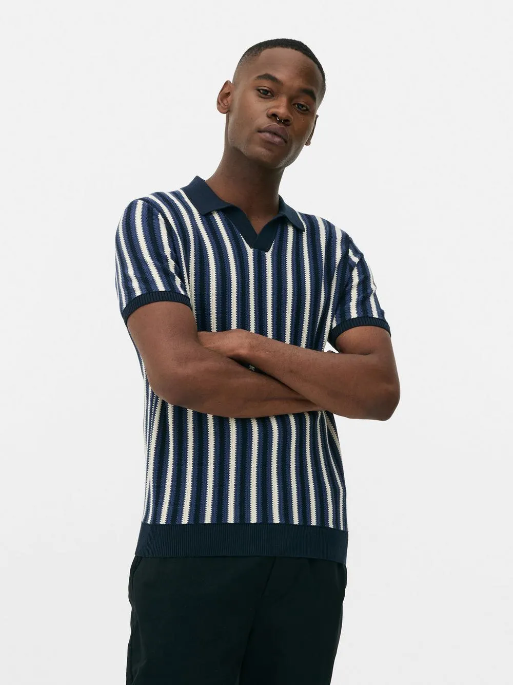 Polo de rayas con cuello johnny