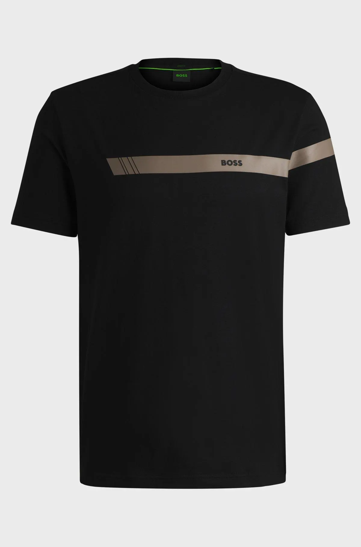 Regular-fit T-shirt in stretch cotton with logo stripe