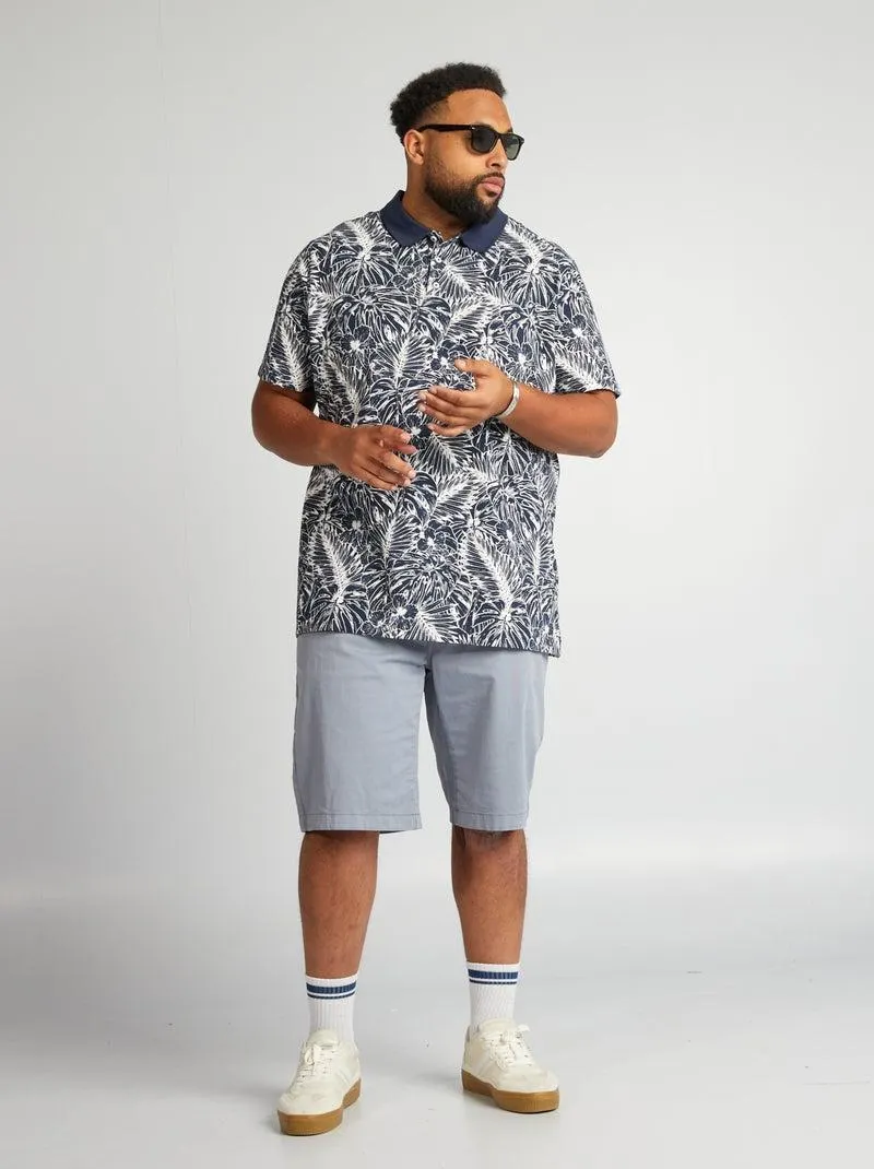 Polo estampado florido - AZUL