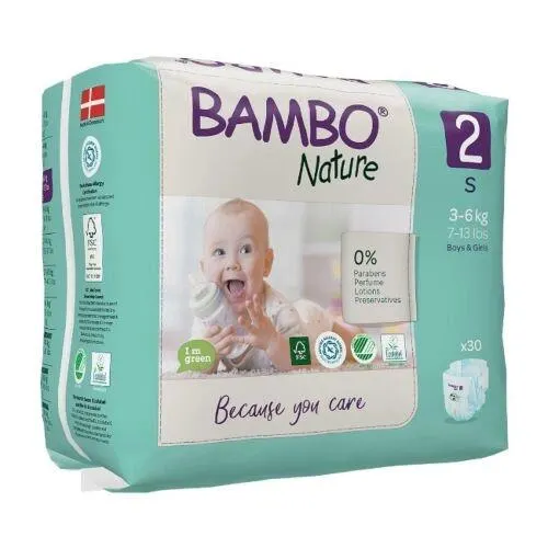 Bambo Nature Fraldas Tamanho 2 S 3-6Kg 30 Unidades
