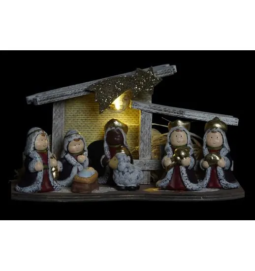 FIGURA NASCIMENTO PRESEPIO TERRACOTA LED 26*12*15.5 - NV-184117