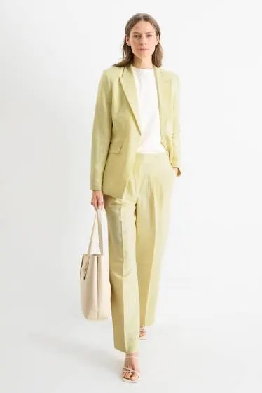 Business trousers with linen content - high waist - wide leg