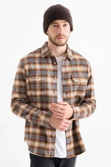 Flannel shirt - regular fit - kent collar - check