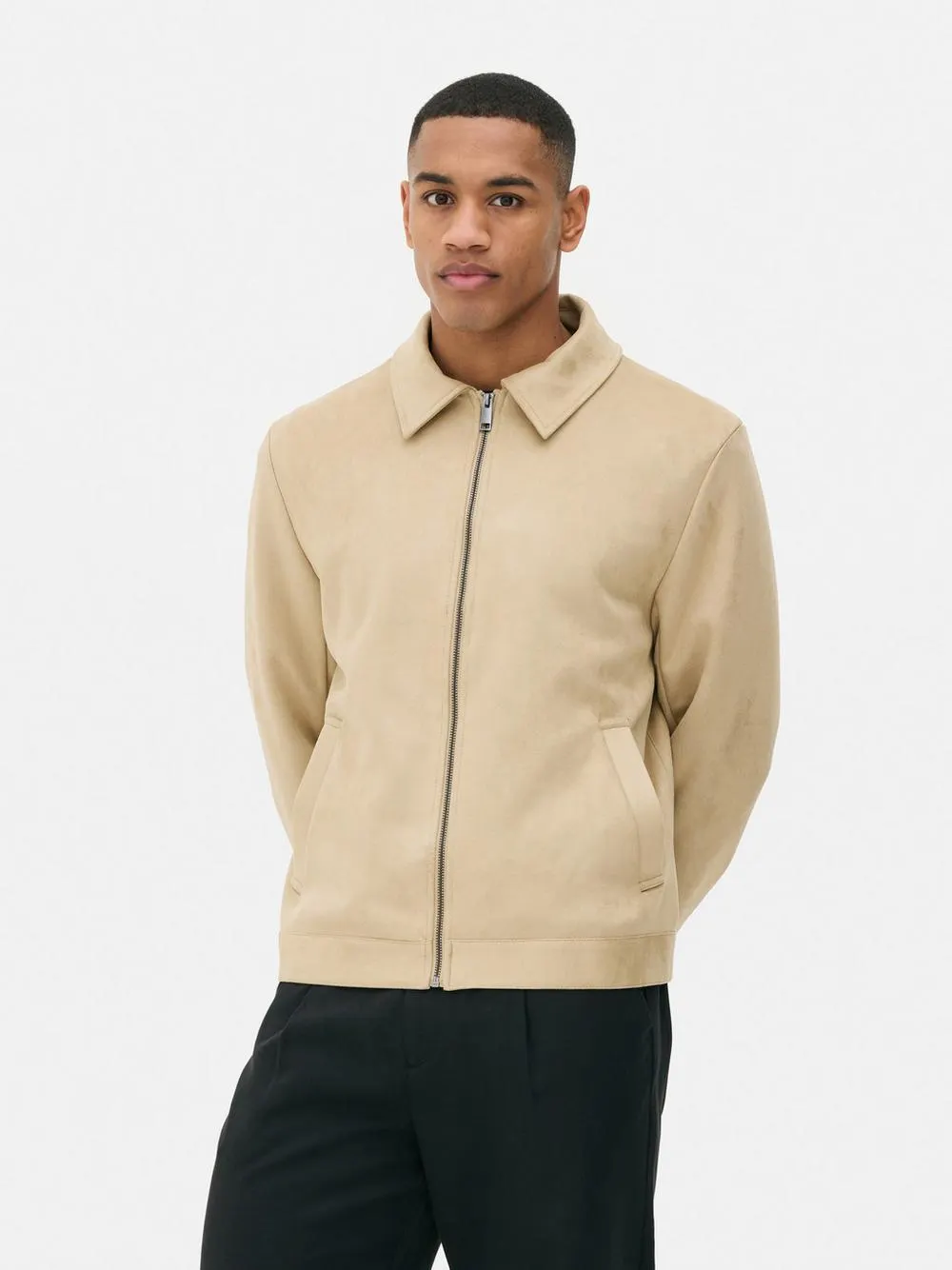 Faux Suede Collared Jacket