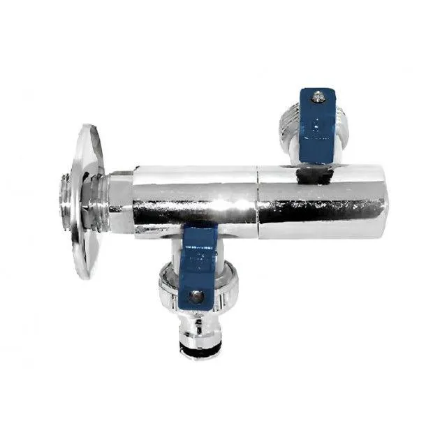 Torneira de Esquadria Dupla 20x25x25mm Latão Cromado