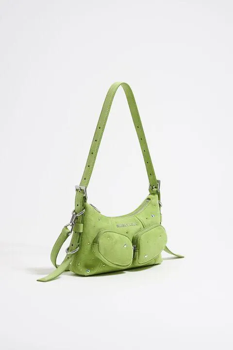 Mala Hobo Pocket XS pele Swarovski pistacho