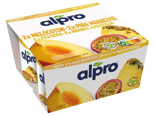 yofu alpro soja pêssego ananás e maracujá 4x125g
