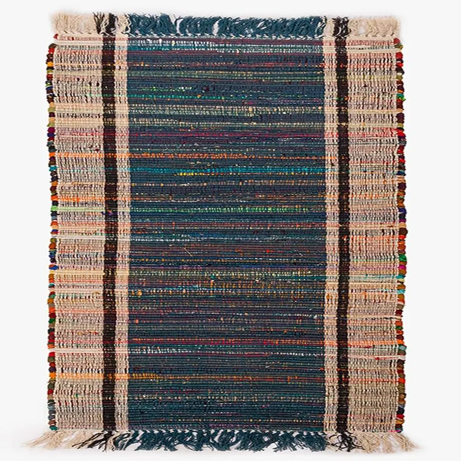 Tapete algodão franjas azul 200x300cm ROBE