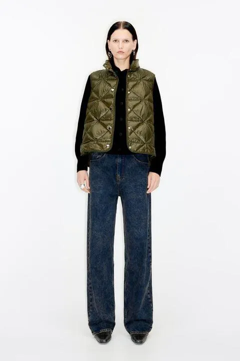 Colete acolchoado verde-azeitona