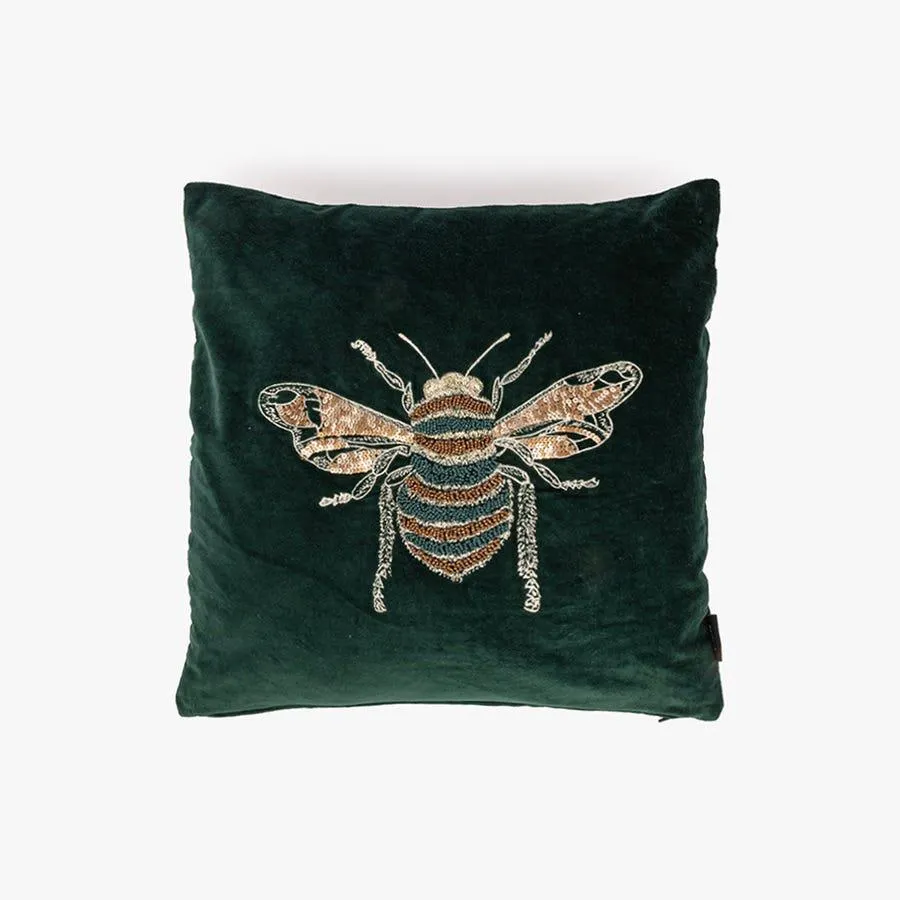 Capa de almofada de veludo verde abelha 45x45cm SIMONE