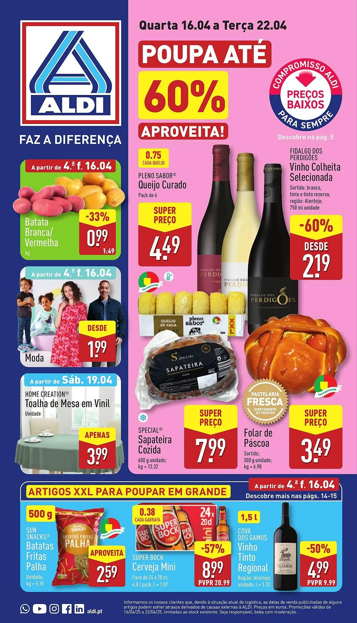 Folheto Folheto ALDI de 16 de abril até 22 de abril 2025 - Pagina 1