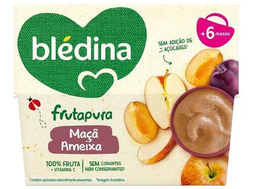 fruta bledina 100% ameixa e maçã 4x95g
