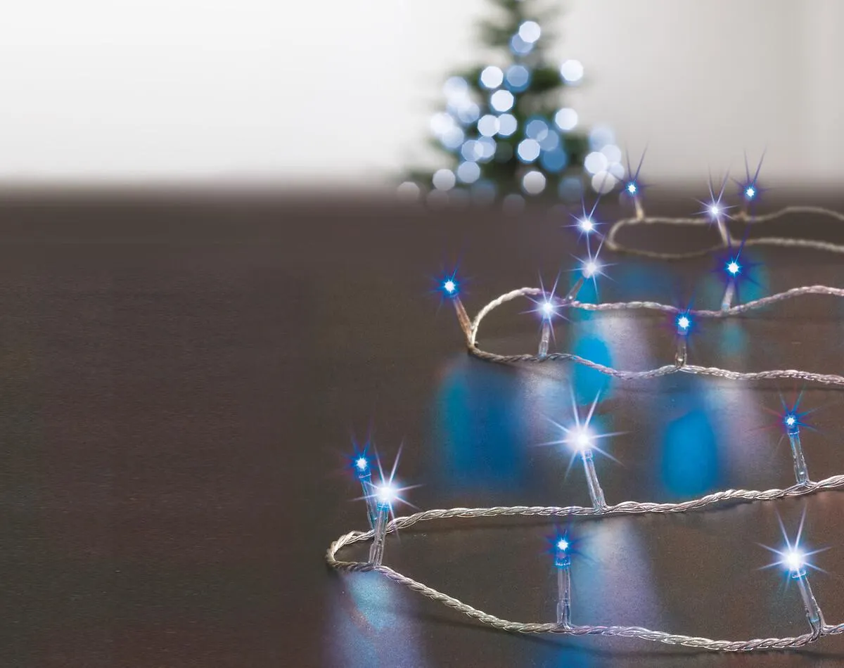 Série Luminosa De Natal Branco Frio E Azul 500 LEDs 50m