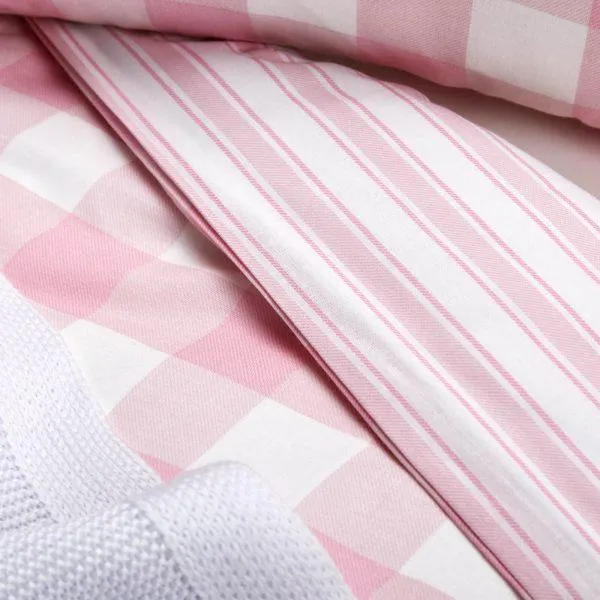 Capa de Edredão e Almofada Bebé Berço Rosa Check & Stripe