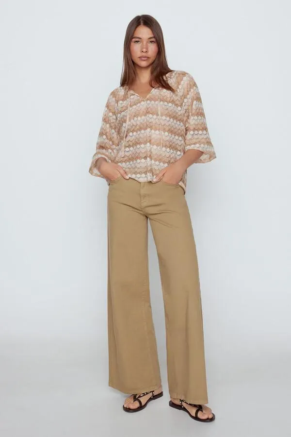 Top manga larga crochet