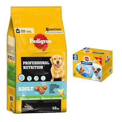 Pedigree Professional Nutrition Adult 12 kg + 56 Dentastix a preço especial!
