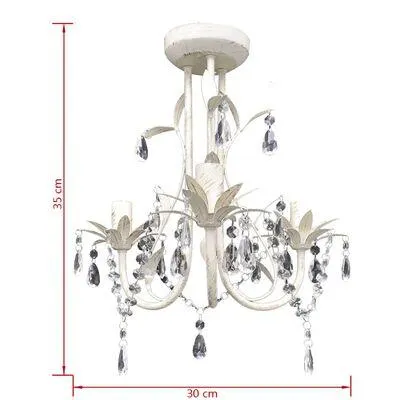 Candelabro com Cristais Pendente Elegante em branco