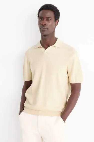 Knitted polo shirt - textured