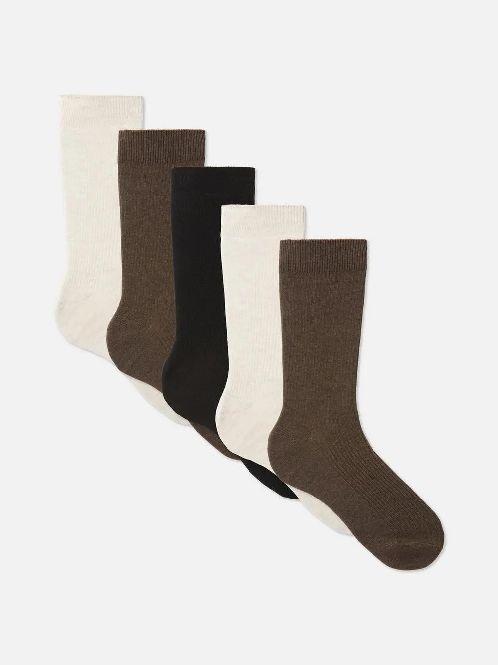 Pack 5 pares meias cano médio caneladas