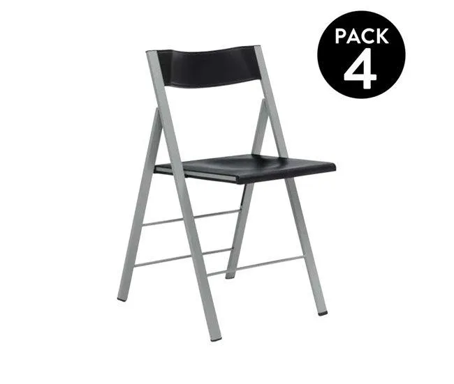 Pack 4 Cadeiras dobráveis Pisa Branco, preto 45 x 78 x 48 cm