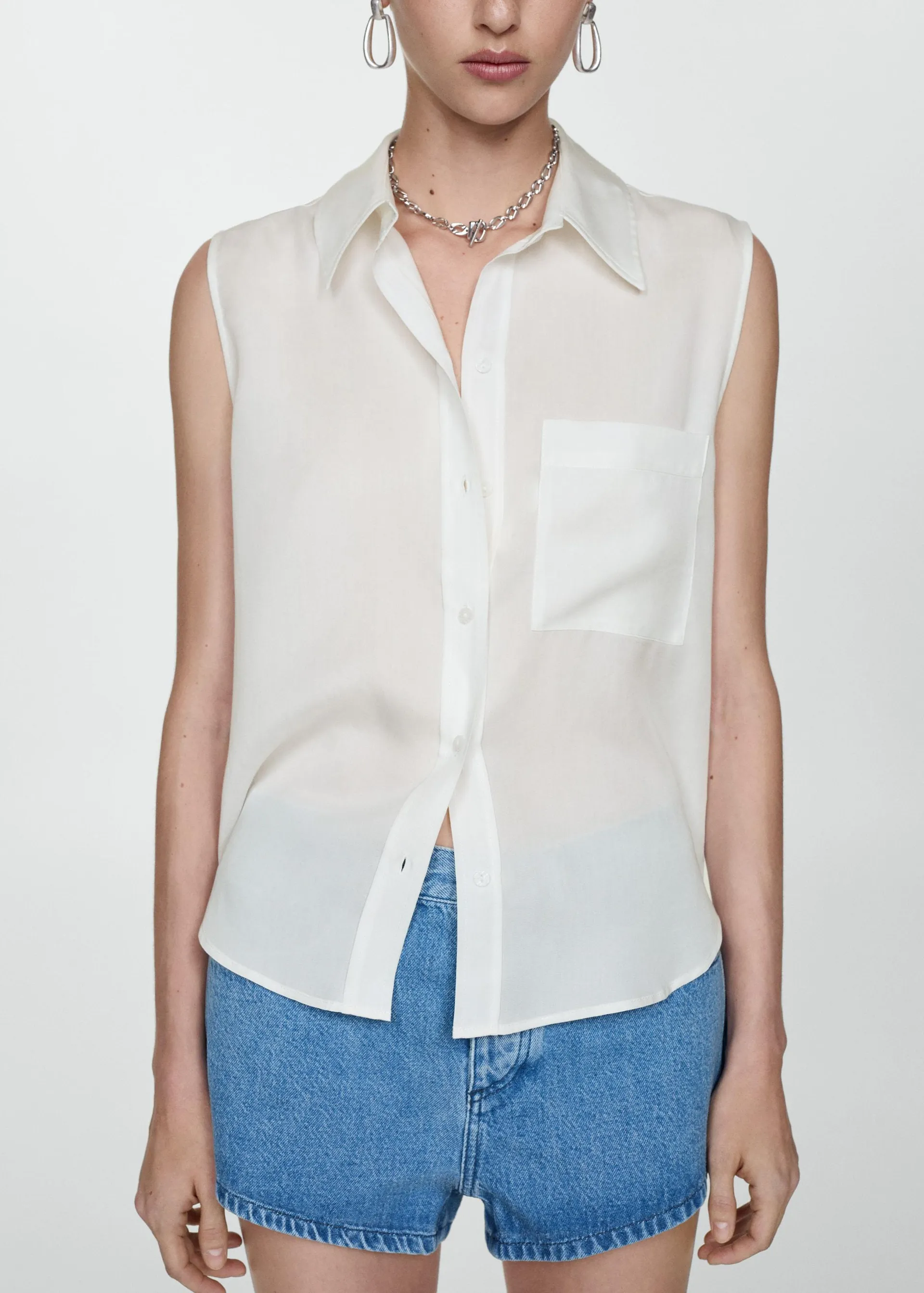 Mouwloze lyocell blouse