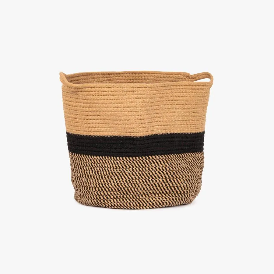 Cesto algodão bege/preto D30x30cm CERCAL