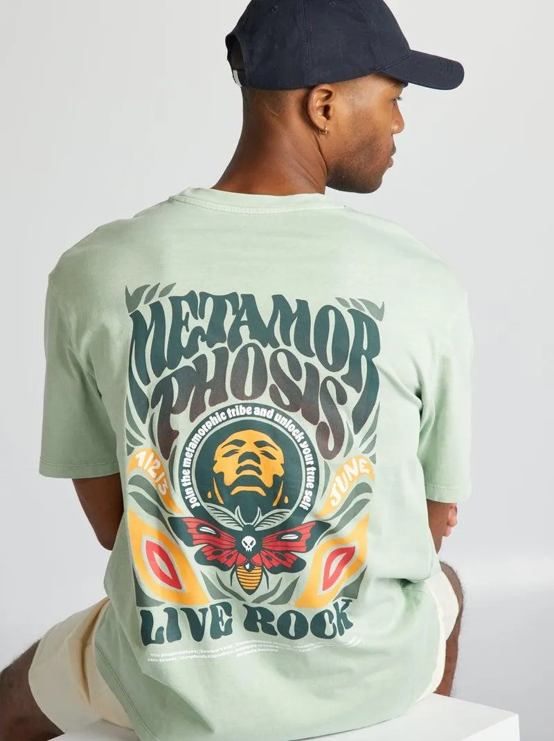 T-shirt estilo oversize com estampado - VERDE
