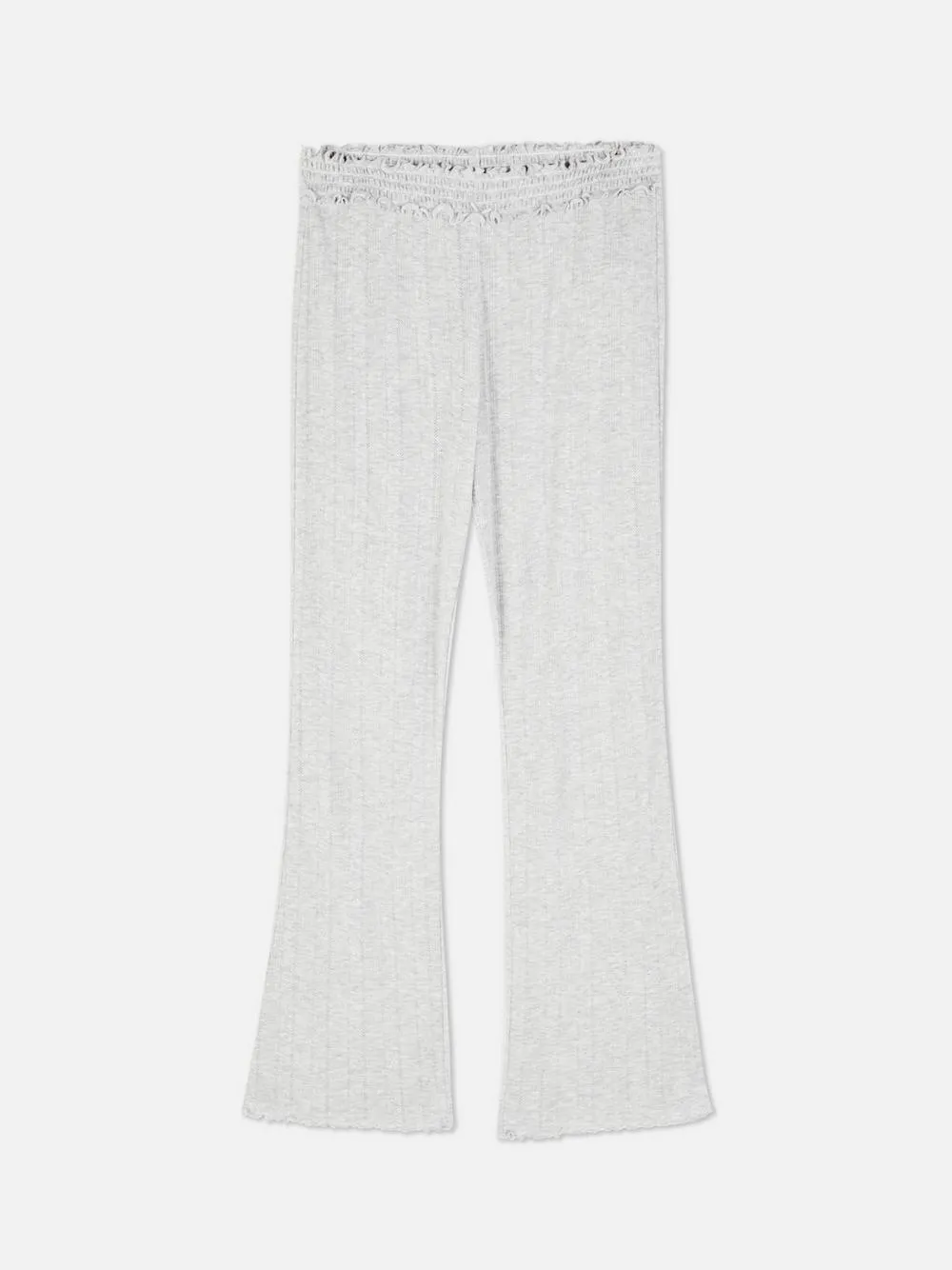 Ausgestellte Pointelle-Schlafanzughose mit gekräuseltem Saum