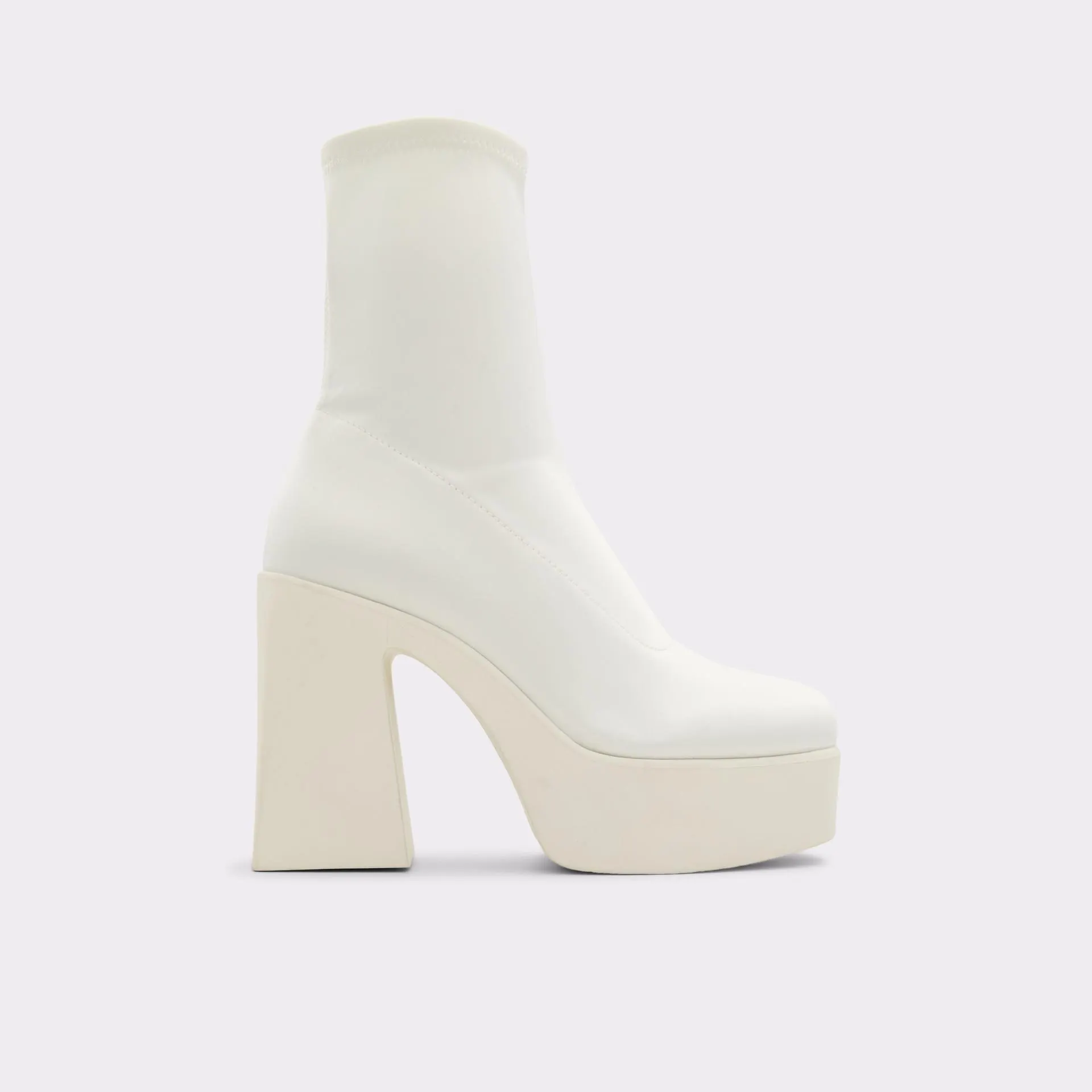 Botins em branco cru, salto em bloco com plataforma - GRANDSTEP