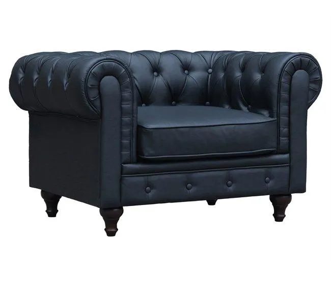 Fauteuil Chesterfield "Aliza" - 111 x 82 x 70 cm - Noir