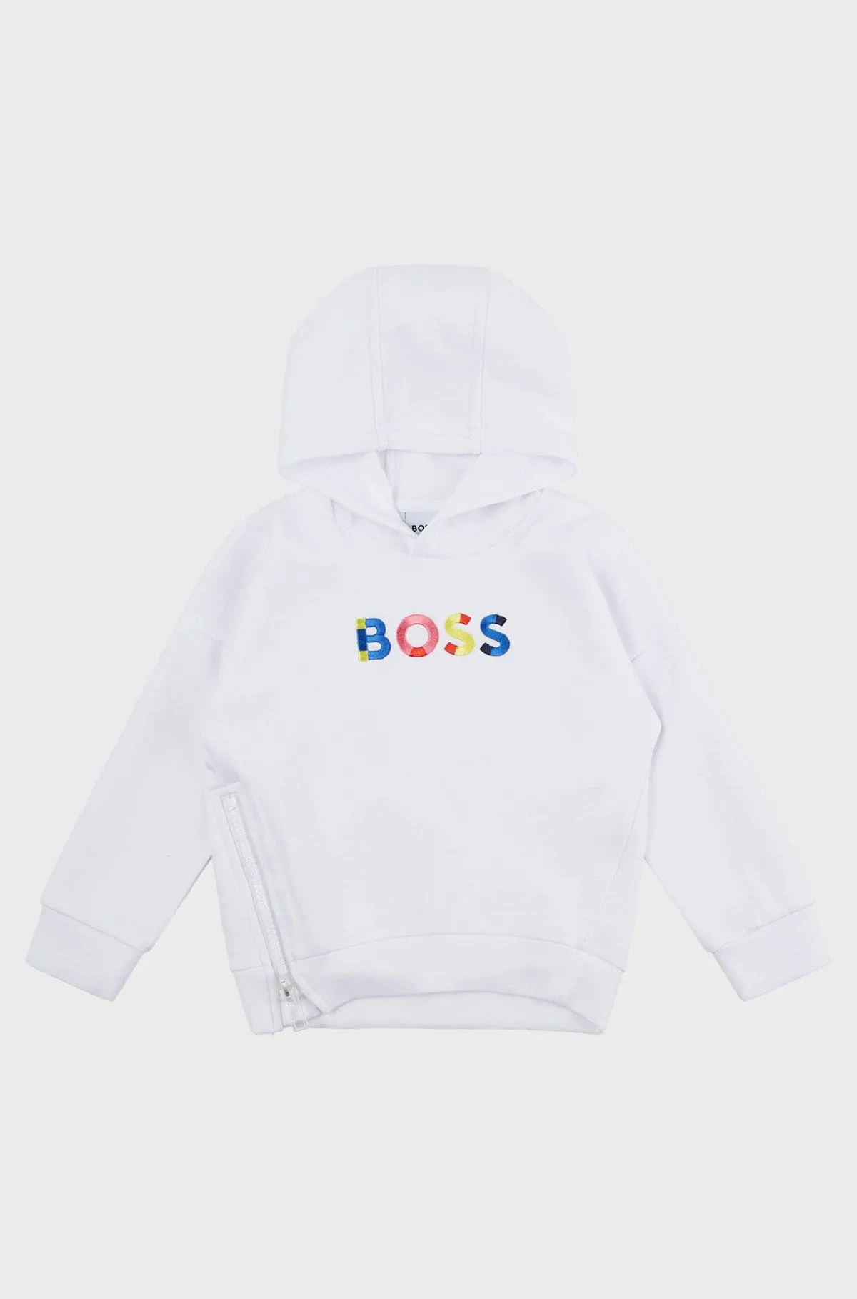 Camisola com capuz para criança com logótipo 3D e fecho lateral