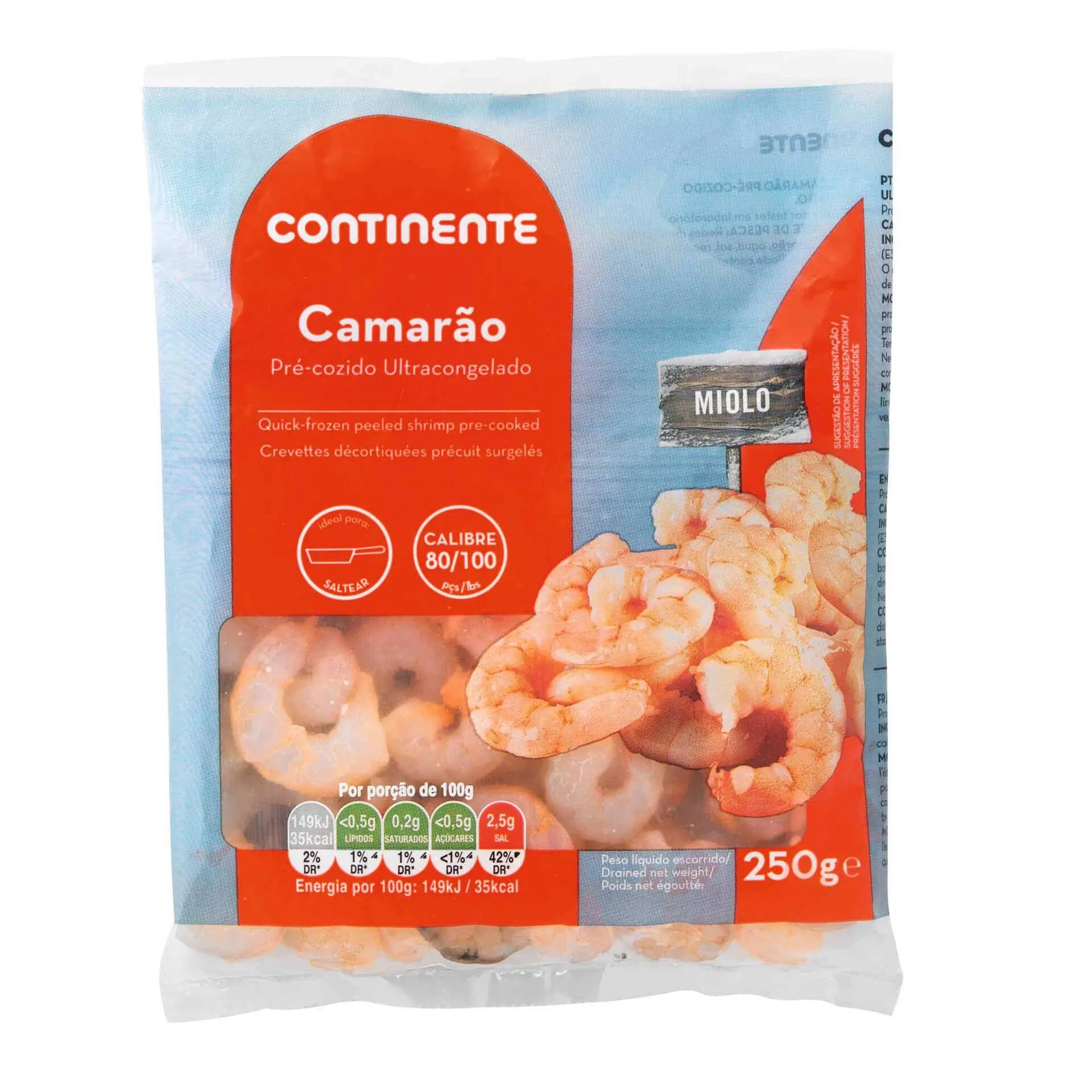 Miolo de Camarão 80/100 Ultracongelado