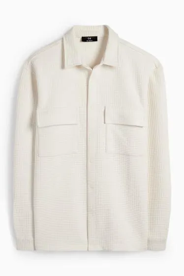 Shirt jacket - relaxed fit - kent collar - textured