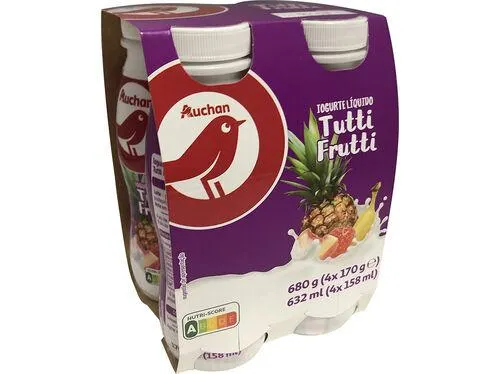 iogurte auchan líquido tutti frutti 4x170g