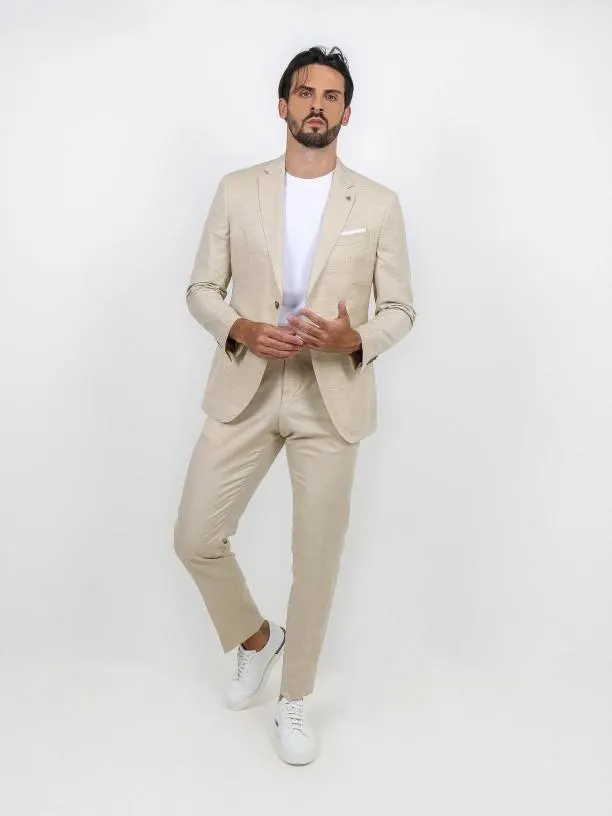 Fato liso slim fit de linho