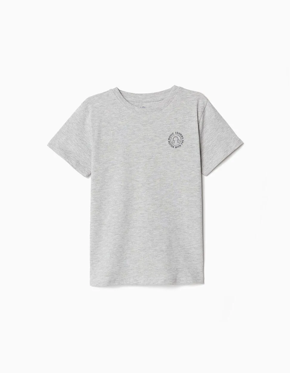T-shirt Pequeno Estampado, Menino, Cinzento Claro