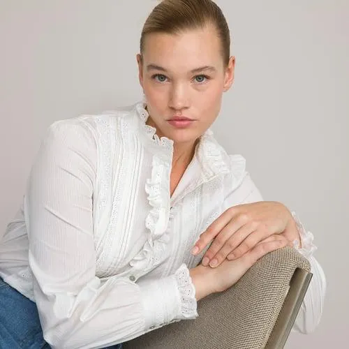 Camisa romântica Signature, em algodão