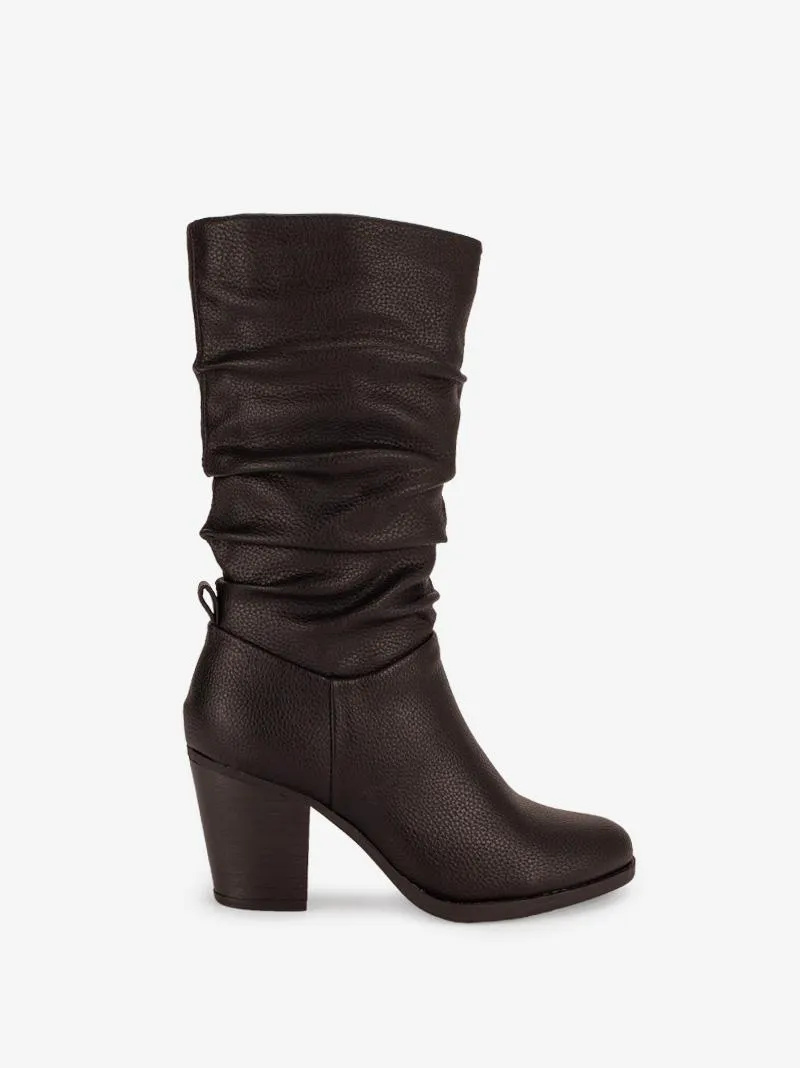 BOTA DE TACÃO ALTO ESTILO TEXANA COM CANO ENRUGADO