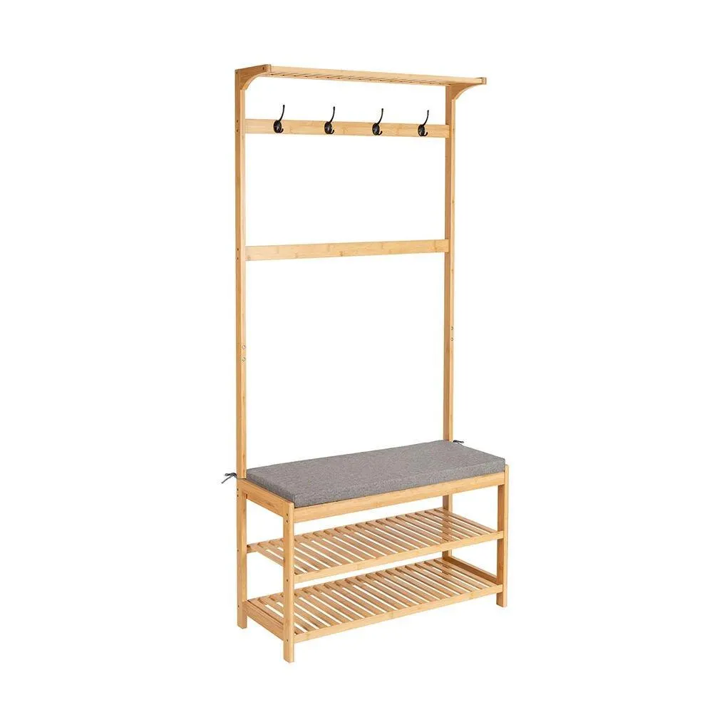 Cabide de entrada com 4 ganchos e sapateira 176cm