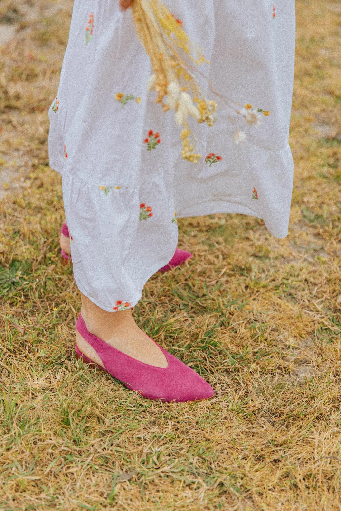 Slingbacks em camurça rasos Verde seco